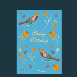 Birthday card - Flower birds