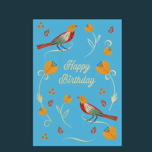Birthday card - Flower birds