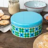 Cake storage tin - Blue and green Daisy