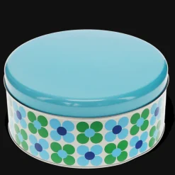 Cake storage tin - Blue and green Daisy