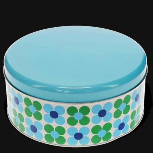Cake storage tin - Blue and green Daisy