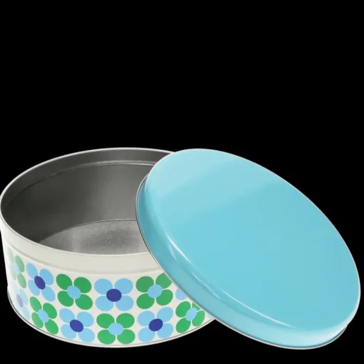 Cake storage tin - Blue and green Daisy