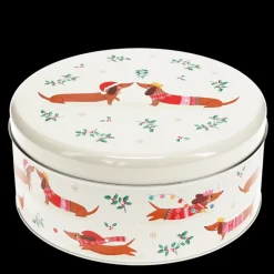 Cake storage tin - Festive Sausage Dog