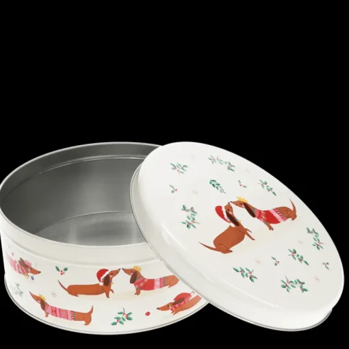 Cake storage tin - Festive Sausage Dog