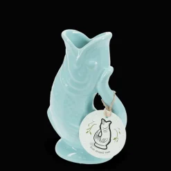 Ceramic fish vase - Aqua blue