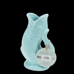 Ceramic fish vase - Aqua blue