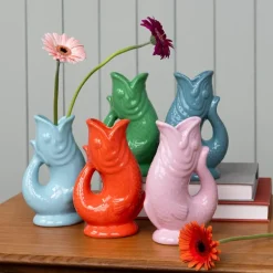 Ceramic fish vase - Aqua blue