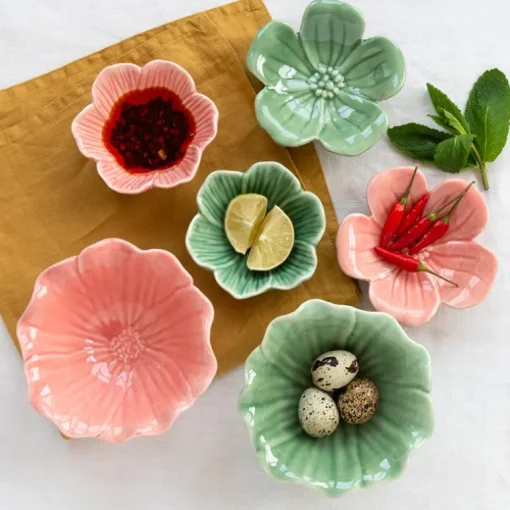 Ceramic flower bowl 13cm - Pink