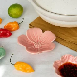 Ceramic flower dish 11cm - Pink