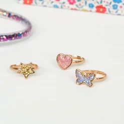 Children's glitter rings (set of 3) - Fairies in the Garden