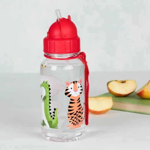 Children's water bottle with straw 500ml - Colourful Creatures