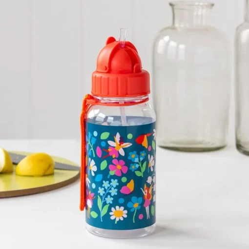 Children's water bottle with straw 500ml - Fairies in the Garden