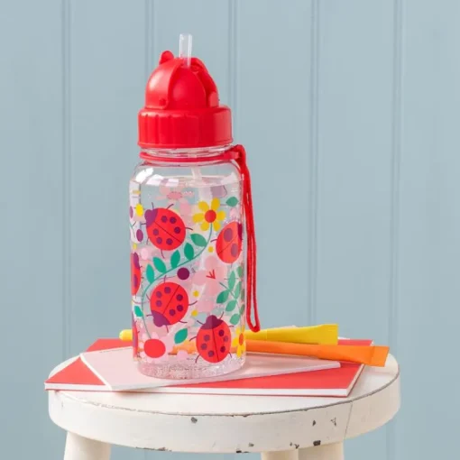 Children's water bottle with straw 500ml - Ladybird