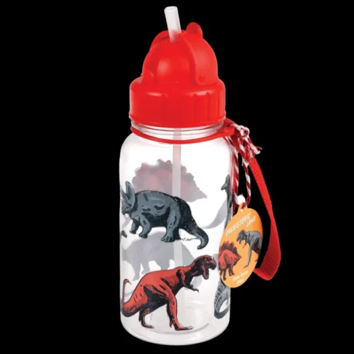 Children's water bottle with straw 500ml - Prehistoric Land
