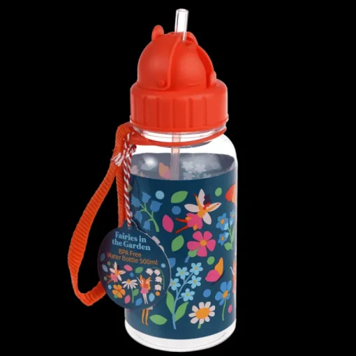 Children's water bottle with straw 500ml - Fairies in the Garden