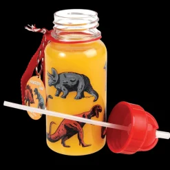 Children's water bottle with straw 500ml - Prehistoric Land