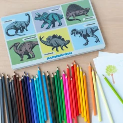 36 colouring pencils in a tin - Prehistoric Land