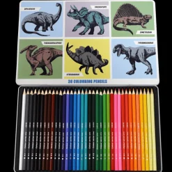 36 colouring pencils in a tin - Prehistoric Land