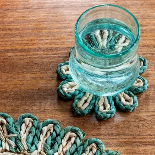 Corn husk coaster - Blue