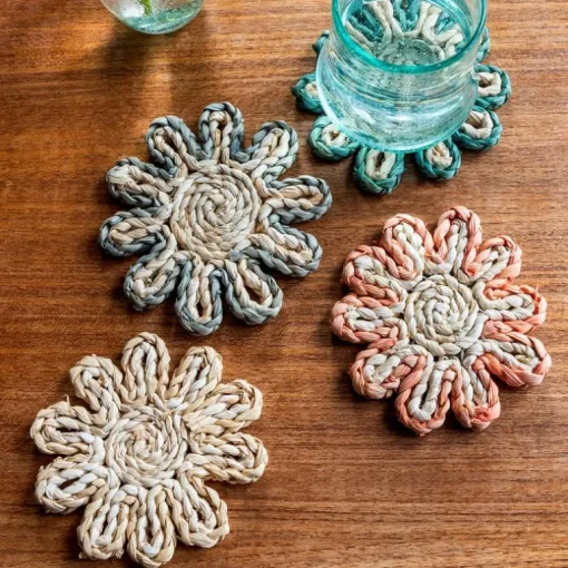 Corn husk coaster - Blue