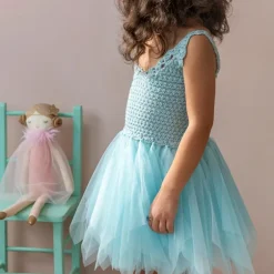Crochet dress (3-4 years) - Aqua blue