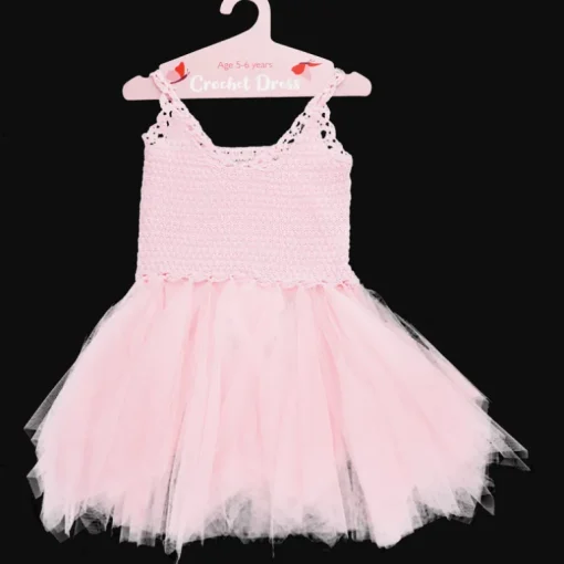 Crochet dress (5-6 years) - Pale pink