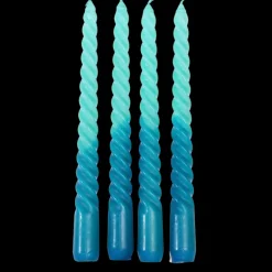 Dip dye spiral candles (set of 4) - Blue