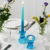 Double ended glass candle holder - Blue