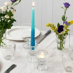 Double ended glass candle holder - Clear