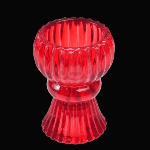 Double ended glass candle holder - Red