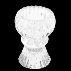 Double ended glass candle holder - Clear