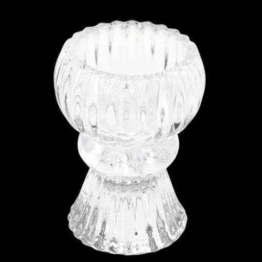 Double ended glass candle holder - Clear
