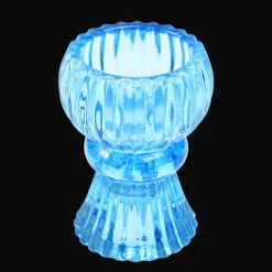 Double ended glass candle holder - Blue