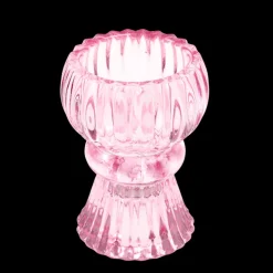 Double ended glass candle holder - Pink