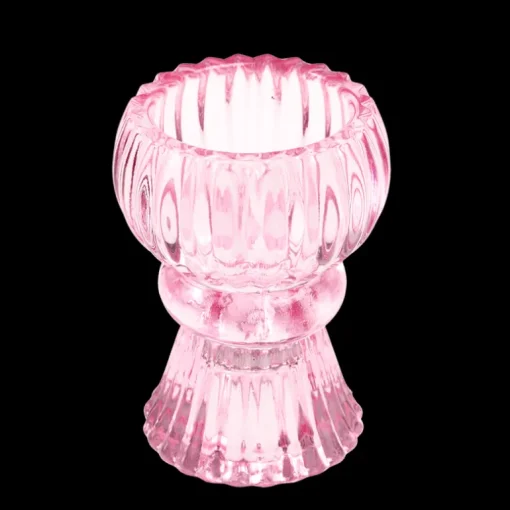 Double ended glass candle holder - Pink