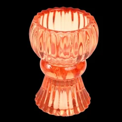 Double ended glass candle holder - Orange