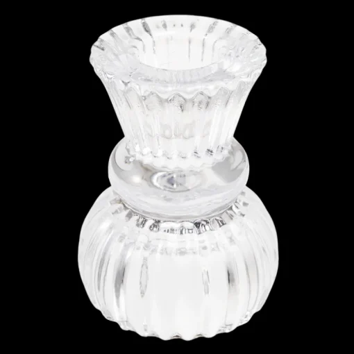 Double ended glass candle holder - Clear