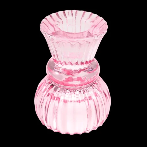 Double ended glass candle holder - Pink