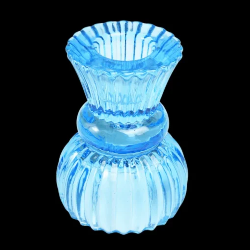 Double ended glass candle holder - Blue