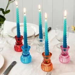 Double ended glass candle holder - Orange