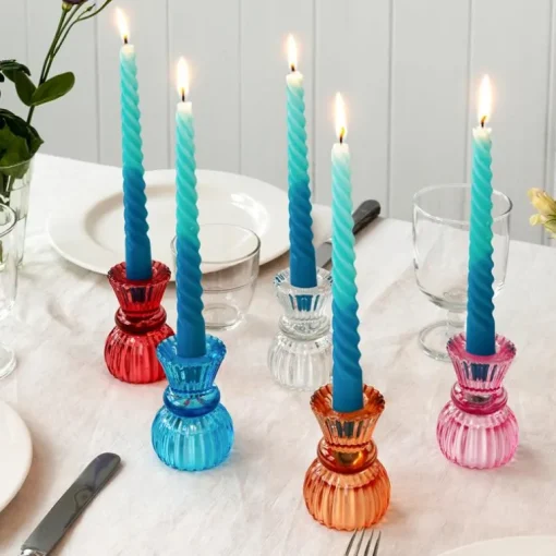 Double ended glass candle holder - Orange