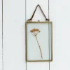 Double sided glass and brass metal hanging frame (15 x 10cm)