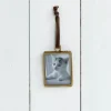 Double sided glass and brass metal hanging frame (4.5 x 5.5cm)