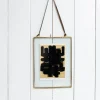 Double sided glass and brass metal hanging frame (15 x 20cm)