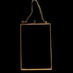 Double sided glass and brass metal hanging frame (15 x 10cm)