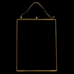 Double sided glass and brass metal hanging frame (15 x 20cm)