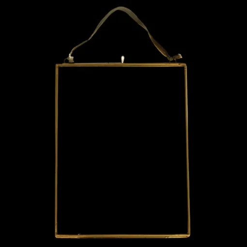 Double sided glass and brass metal hanging frame (15 x 20cm)