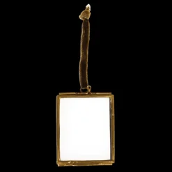 Double sided glass and brass metal hanging frame (4.5 x 5.5cm)