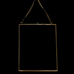 Double sided glass and brass metal hanging frame (25 x 20cm)