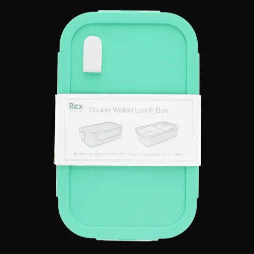 Double wall lunch box with divider - Aqua